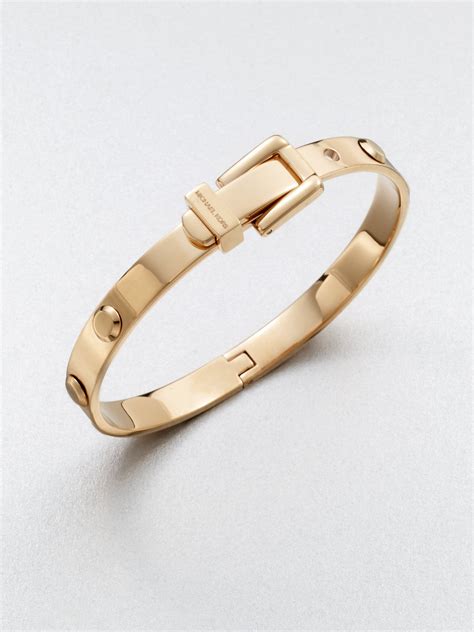 michael kors astor stud belt buckle gold bangle bracelet mkj1819710|Michael Kors Women's Astor Buckle Bangle Bracelet Gold With .